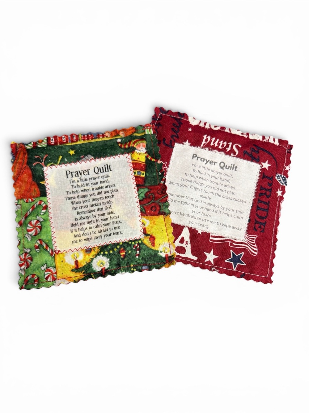 BUY NOW -Handcrafted Prayer Quilt with Uplifting Prayer and Wooden Cross Inside - Picture 4 of 9